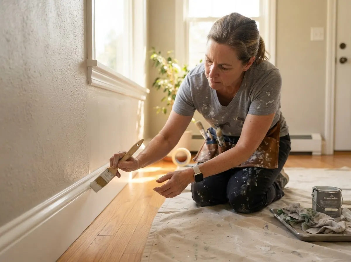 Illustrative image of a painter carefully working by hand